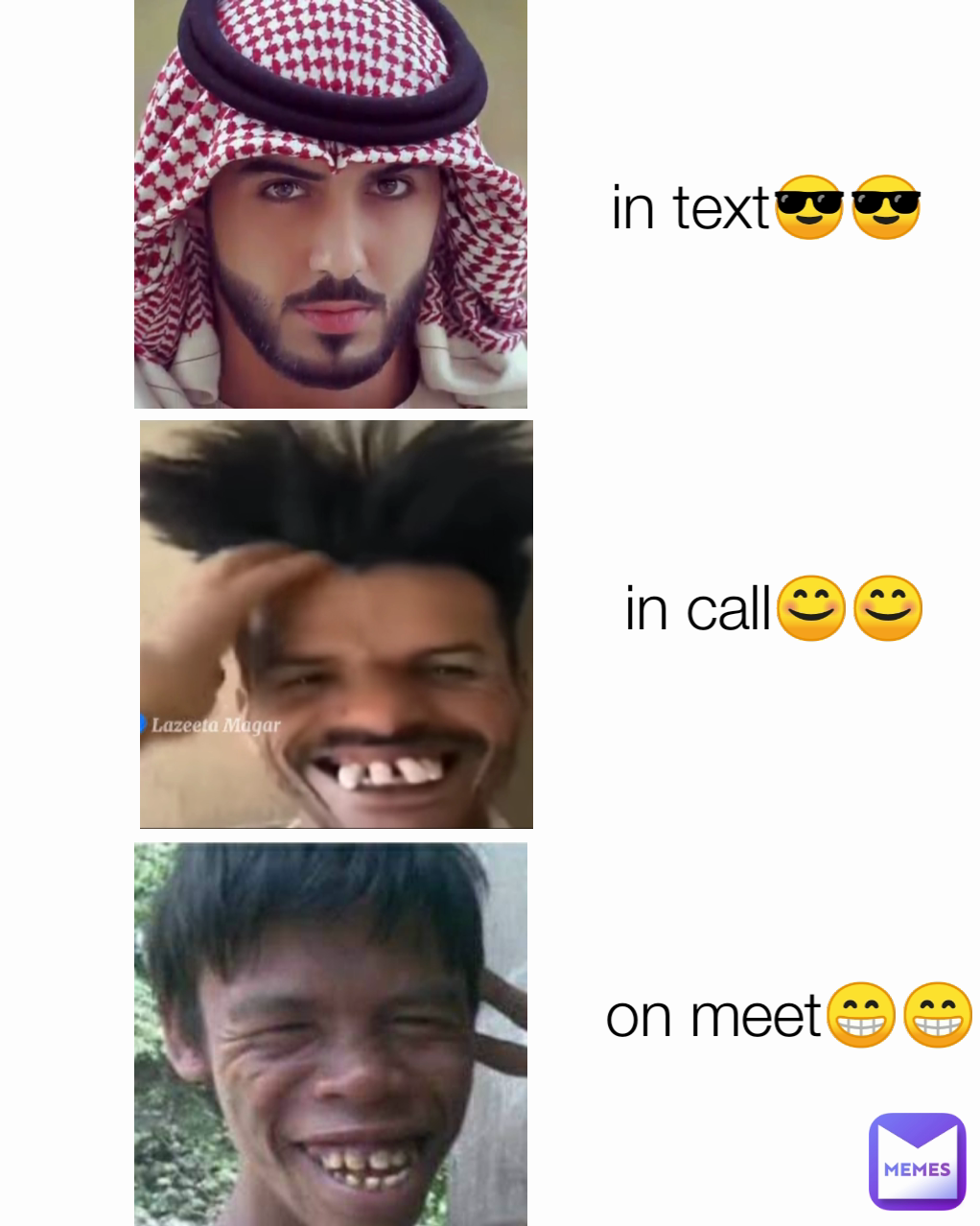 in text😎😎 in call😊😊 on meet😁😁
