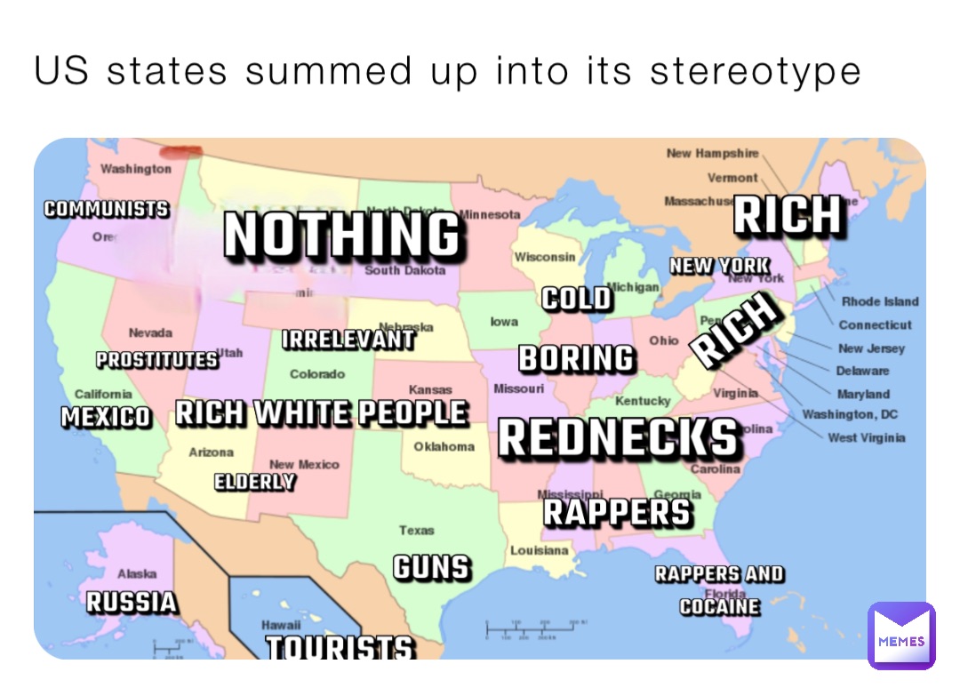 US states summed up into its stereotype