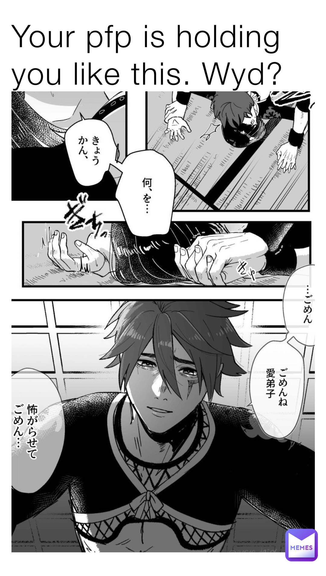 Your pfp is holding you like this. Wyd?