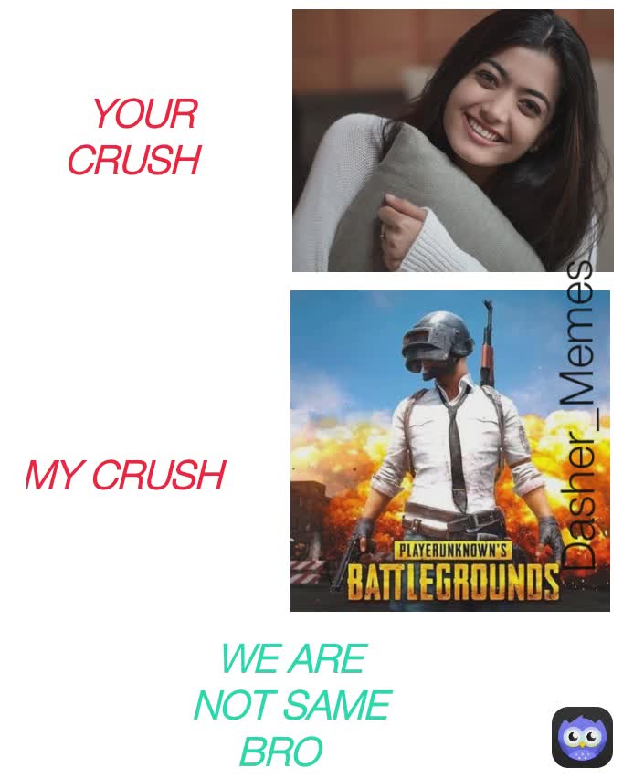 YOUR CRUSH Dasher_Memes WE ARE NOT SAME BRO MY CRUSH