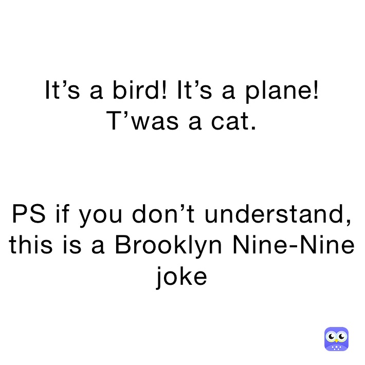 It’s a bird! It’s a plane! 
T’was a cat.


PS if you don’t understand, this is a Brooklyn Nine-Nine joke