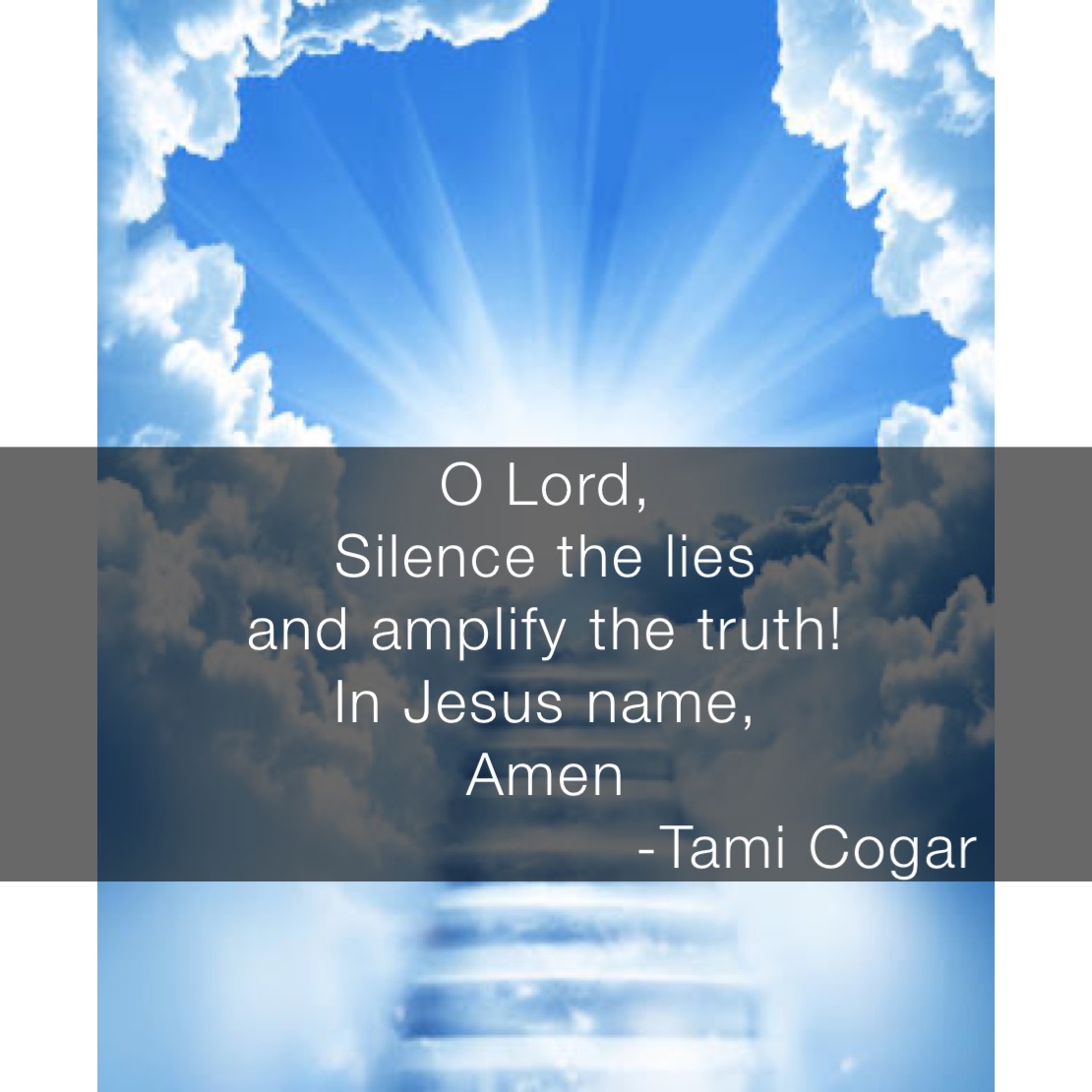 O Lord, 
Silence the lies 
and amplify the truth!
In Jesus name,
Amen 
                           -Tami Cogar