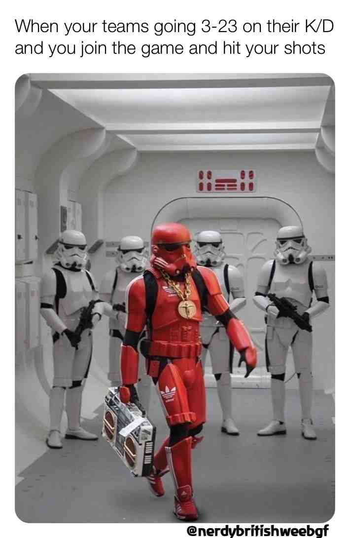How I feel when I carry my teammates #starwars #stormtrooper #adidasstormtrooper #carrying #clutch #barelymissing #thatfeelingwhen