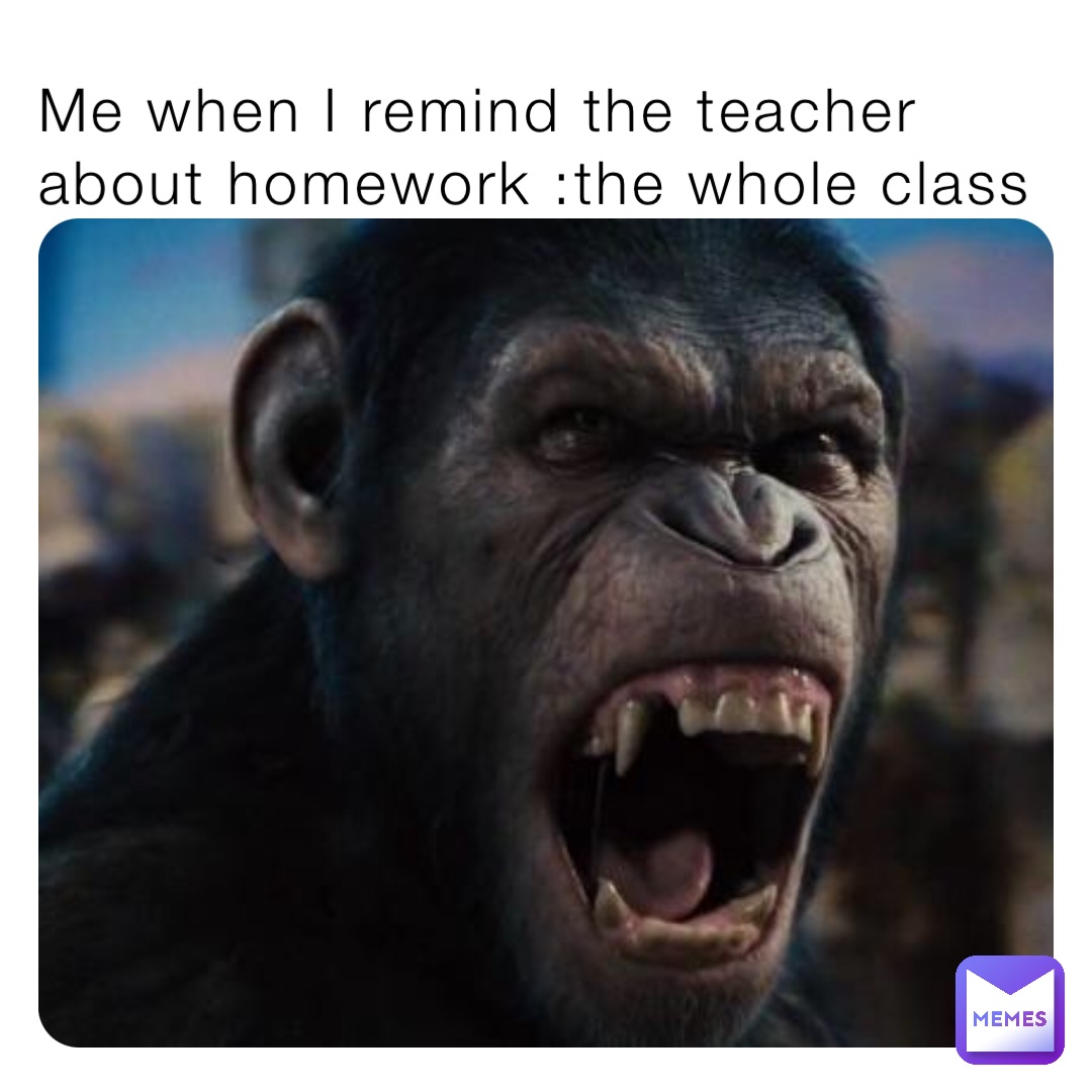 Me when I remind the teacher about homework :the whole class