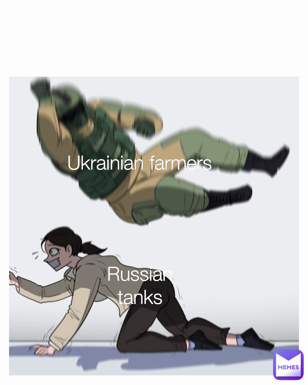 Russian tanks Type Text Ukrainian farmers
