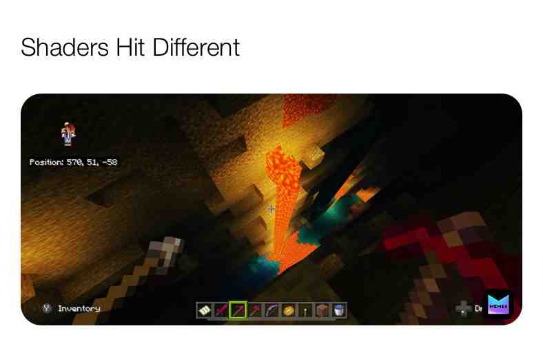 Shaders Do Be Hittin Different Tho #Minecraft #Minecraftcaveupdate #Minecraftmemes #Hashtag 😆🙌👍