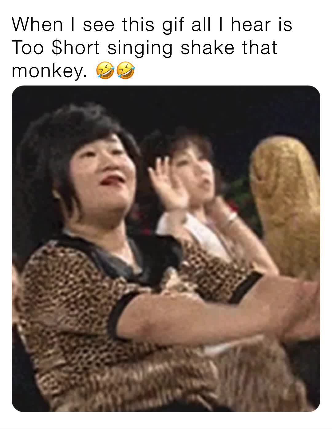 When I see this gif all I hear is Too $hort singing shake that monkey. 🤣🤣  | @munniman76 | Memes