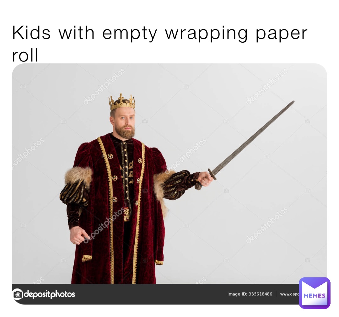 Kids with empty wrapping paper roll
