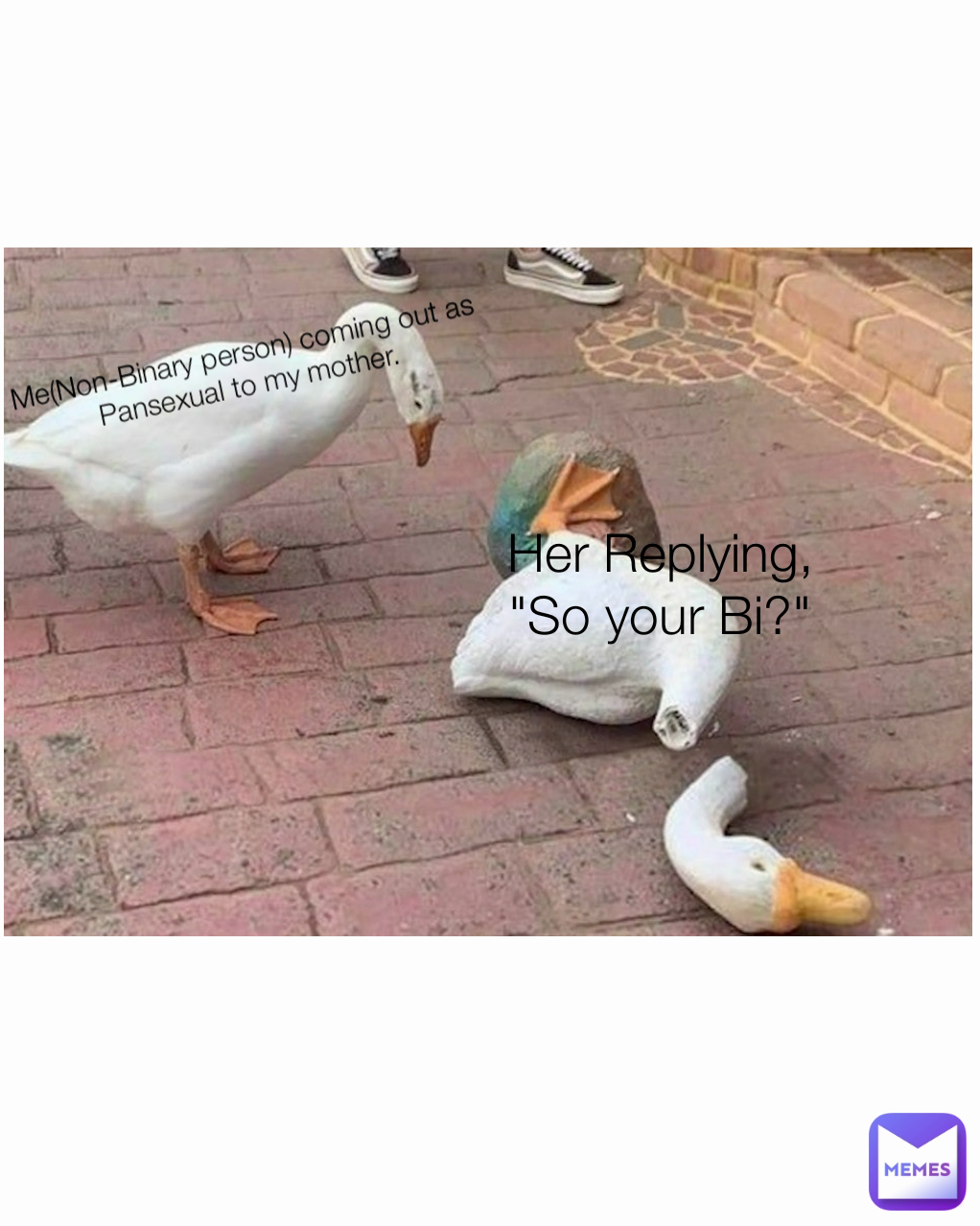 Her Replying, "So your Bi?" Me(Non-Binary person) coming out as Pansexual to my mother.