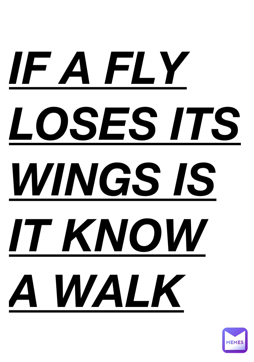 IF A FLY LOSES ITS WINGS IS IT KNOW A WALK