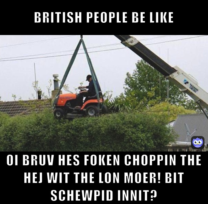 BRITISH PEOPLE BE LIKE OI BRUV HES FOKEN CHOPPIN THE HEJ WIT THE LON ...