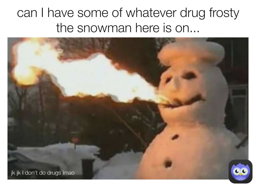 jk jk I don't do drugs lmao can I have some of whatever drug frosty the snowman here is on...