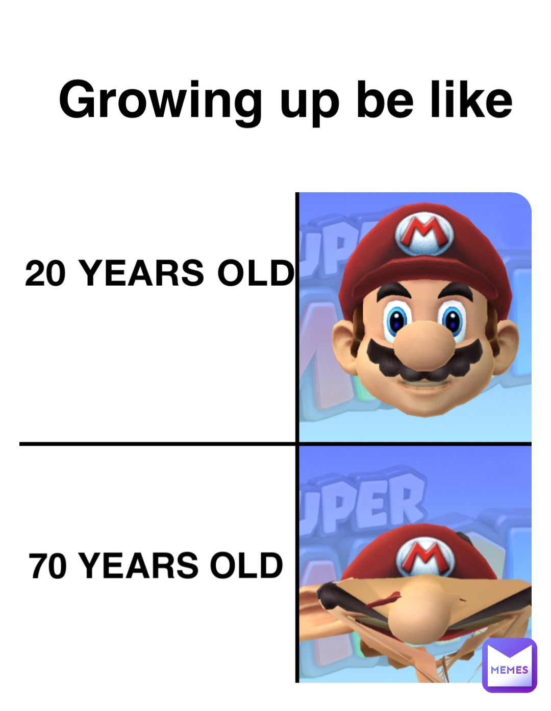 20 years old 70 years old Growing up be like