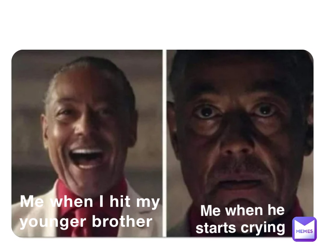 Me when I hit my younger brother Me when he starts crying