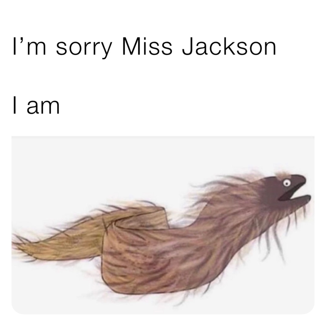 I’m sorry Miss Jackson

I am