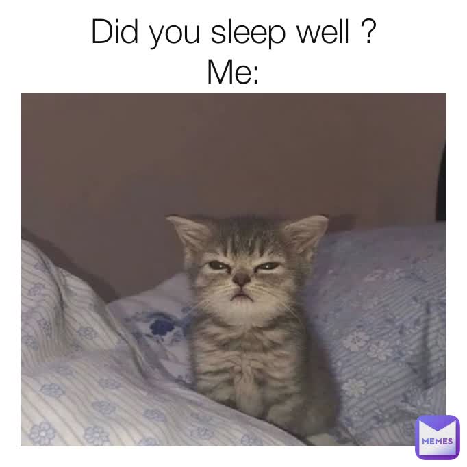 Did you sleep well ?
Me: