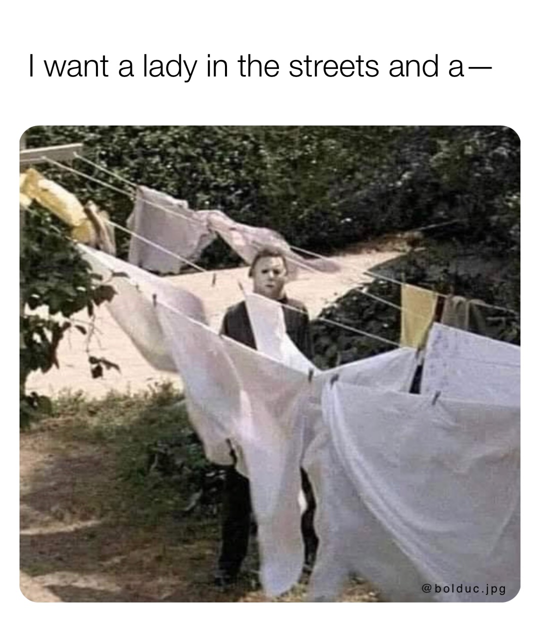 I want a lady in the streets and a—