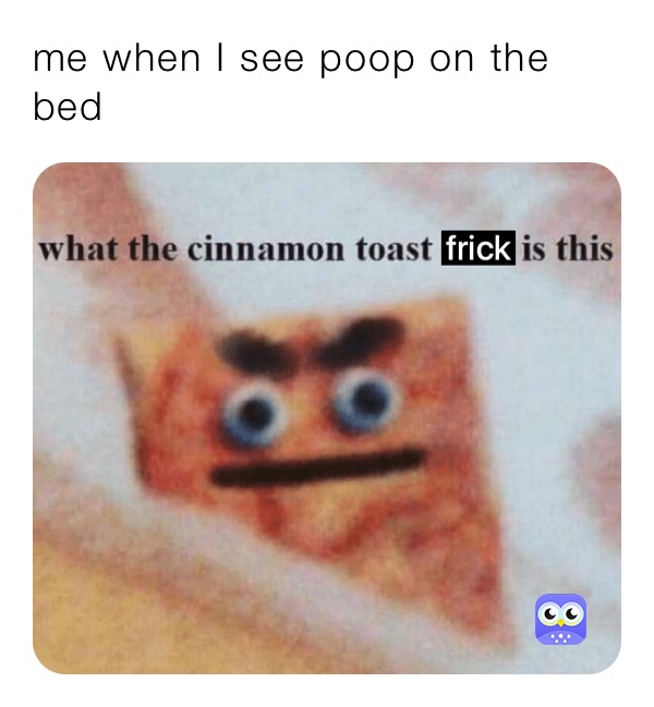 me when I see poop on the bed