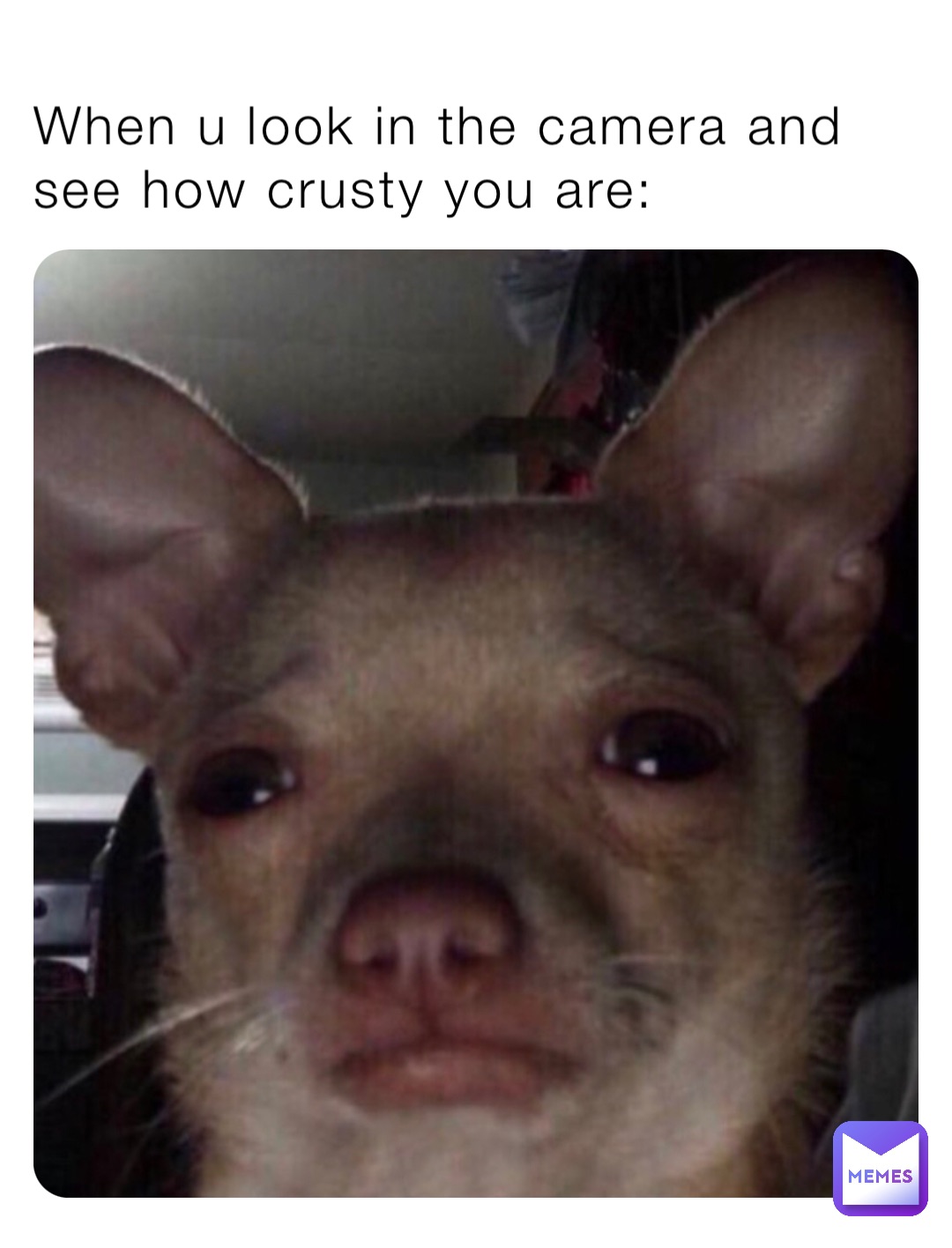 When u look in the camera and see how crusty you are: