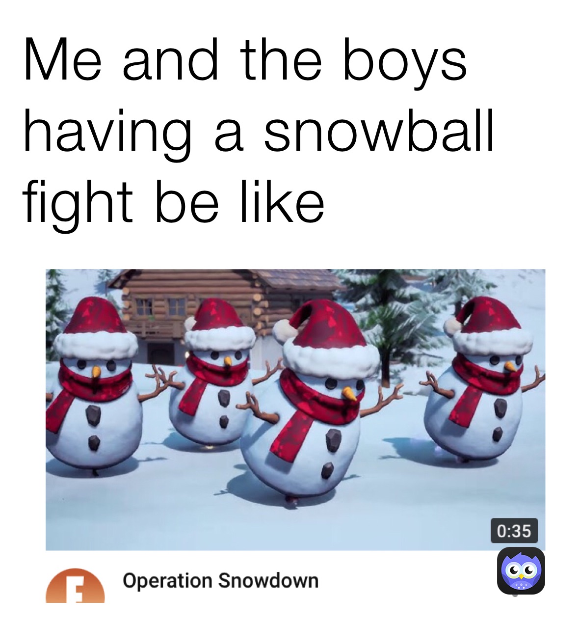 Me and the boys having a snowball fight be like