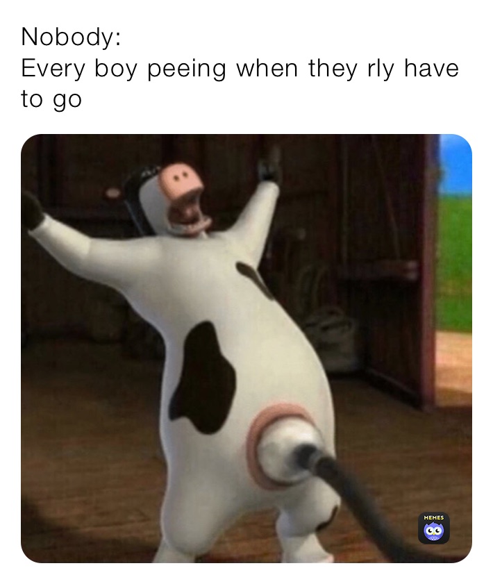 Nobody:
Every boy peeing when they rly have to go 