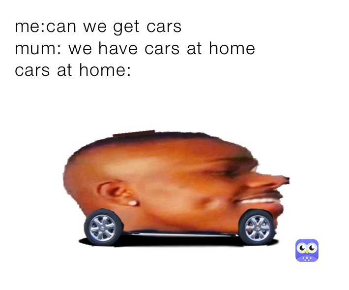 me:can we get cars
mum: we have cars at home
cars at home: