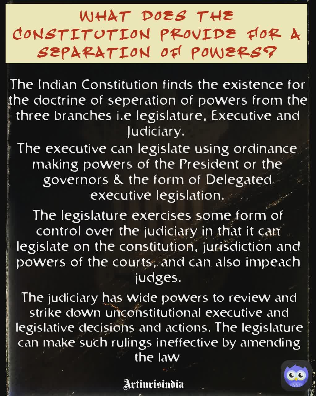 WHAT DOES THE CONSTITUTION PROVIDE FOR A SEPARATION OF POWERS