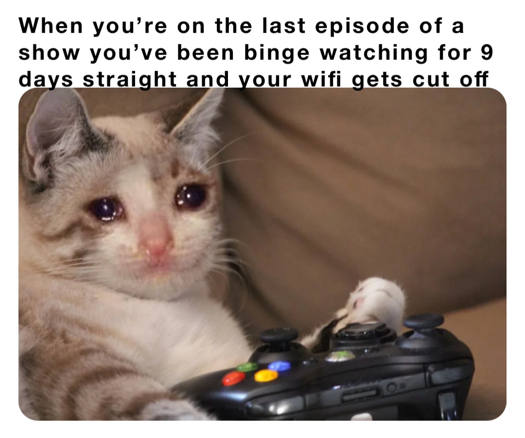 When you’re on the last episode of a show you’ve been binge watching for 9 days straight and your wifi gets cut off