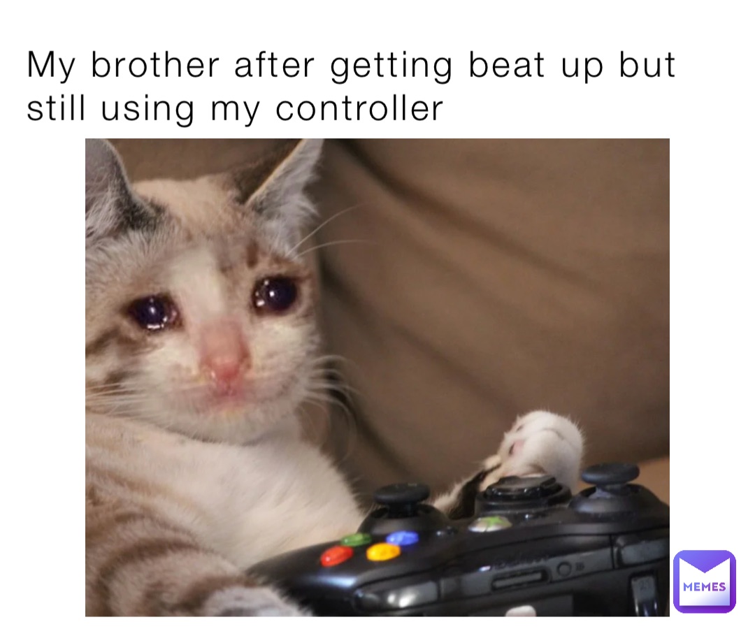 My brother after getting beat up but still using my controller