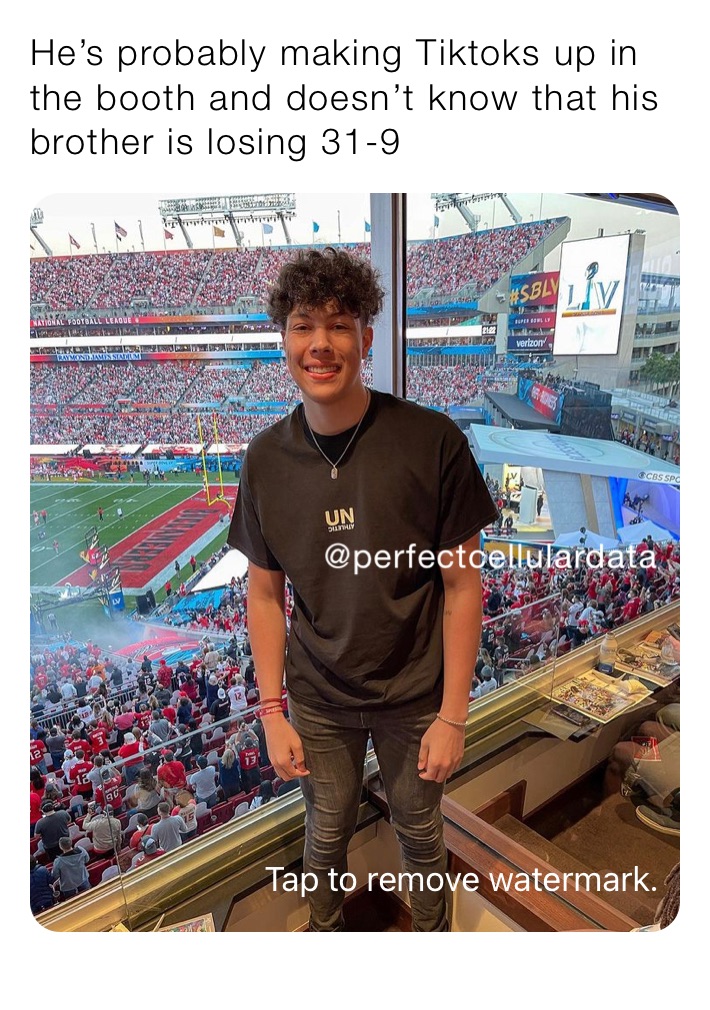 He’s probably making Tiktoks up in the booth and doesn’t know that his brother is losing 31-9