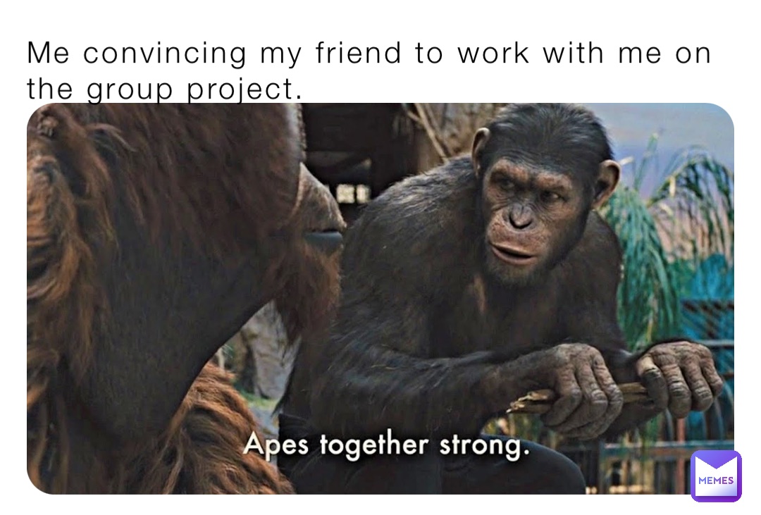 Me convincing my friend to work with me on the group project.