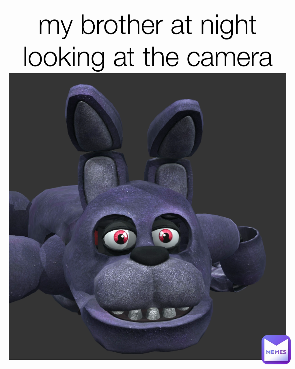 my brother at night looking at the camera be like :