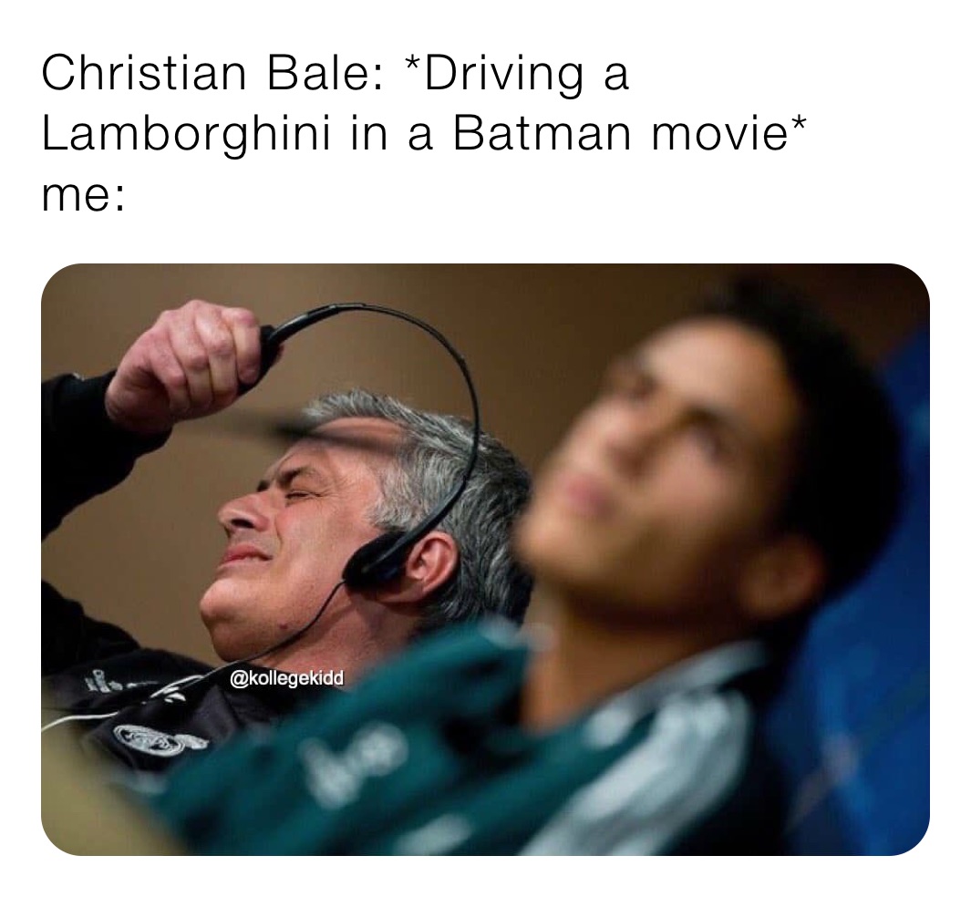 Christian Bale Driving a Lamborghini in a Batman movie me