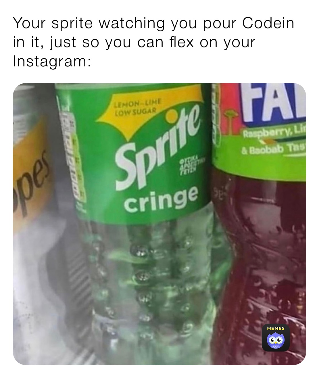 Your sprite watching you pour Codein in it, just so you can flex on your Instagram: