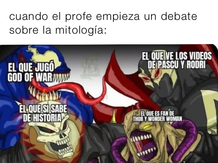 cuando el profe empieza un debate sobre la mitología: