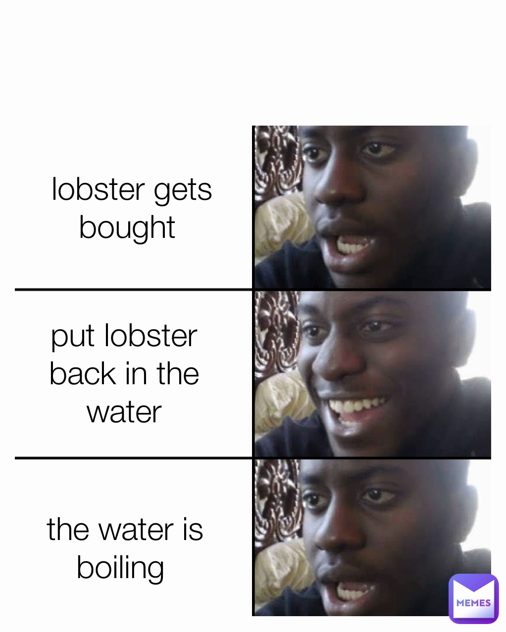 put lobster back in the water the water is boiling  lobster gets bought 