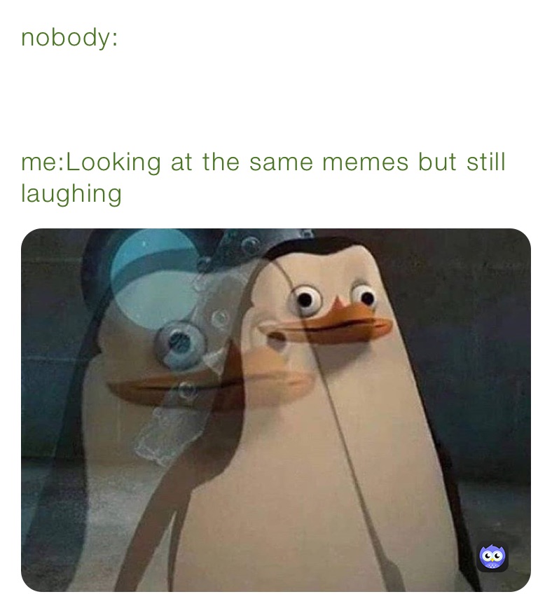 nobody:



me:Looking at the same memes but still laughing 