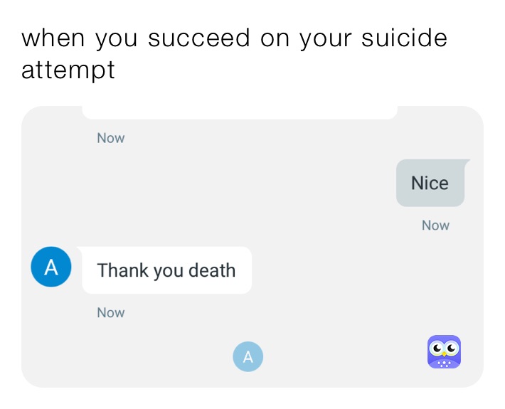 when you succeed on your suicide attempt