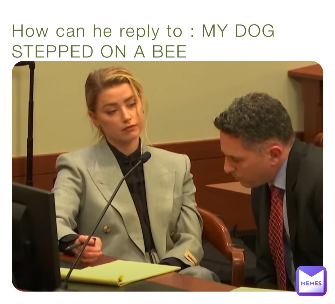 How can he reply to : MY DOG STEPPED ON A BEE