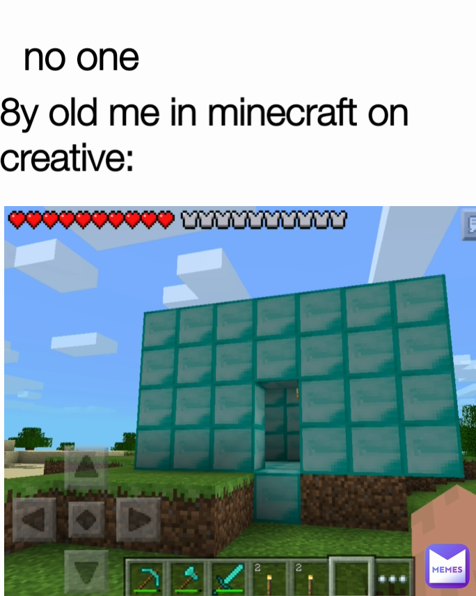 8y old me in minecraft on creative:
 no one
