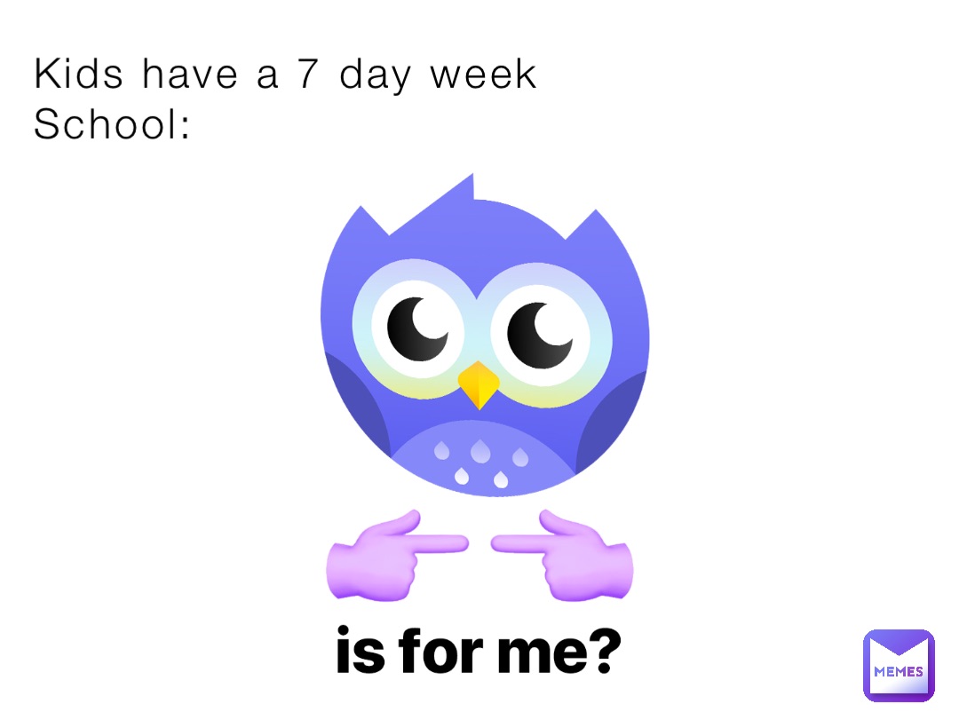 Kids have a 7 day week
School: