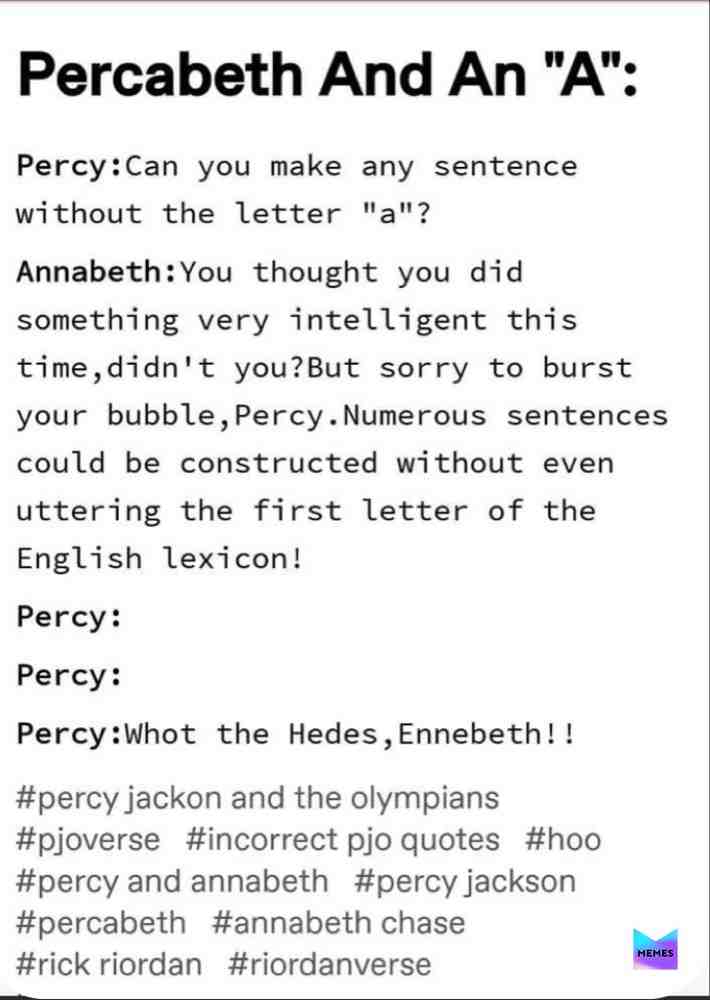 This isn’t mine, but way too good not to post. 😂 #percabeth #percyjackson #fandom #books