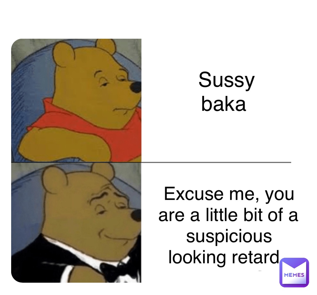 Sussy baka Excuse me, you are a little bit of a suspicious looking retard.