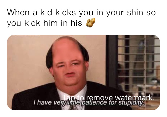 When a kid kicks you in your shin so you kick him in his 🥜