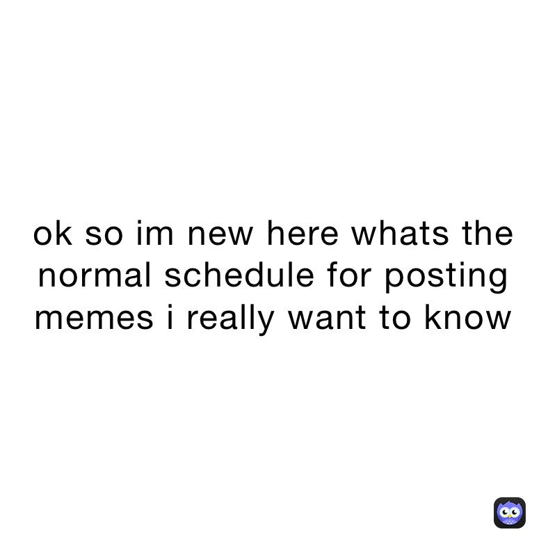 ok so im new here whats the normal schedule for posting memes i really
