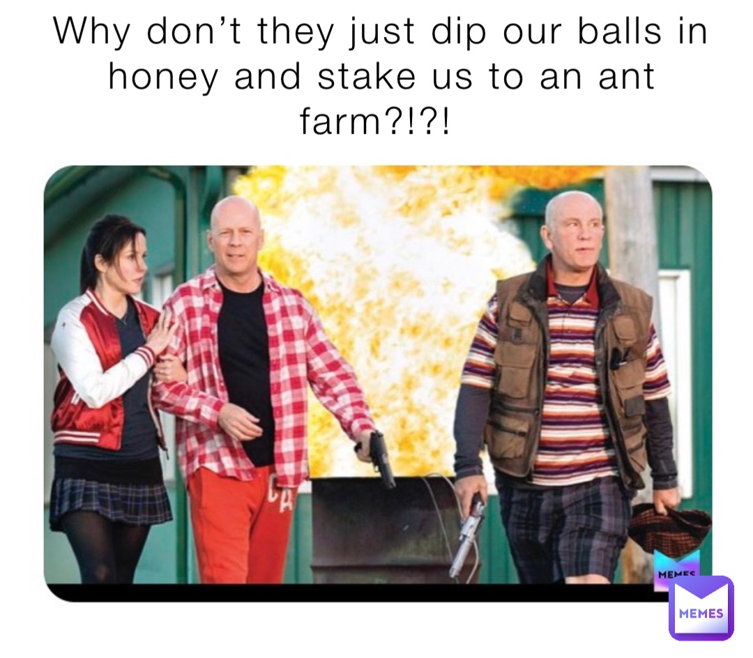Why don’t they just dip our balls in honey and stake us to an ant farm?!?!