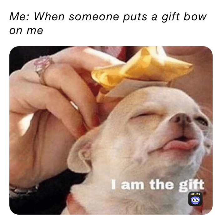 Me: When someone puts a gift bow on me