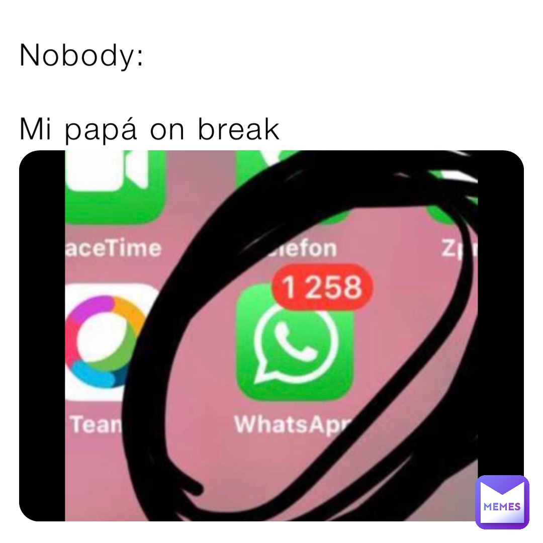 Nobody:

Mi papá on break