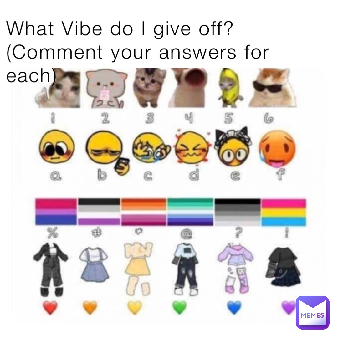 What Vibe do I give off? your answers for each) MaDSMP Memes