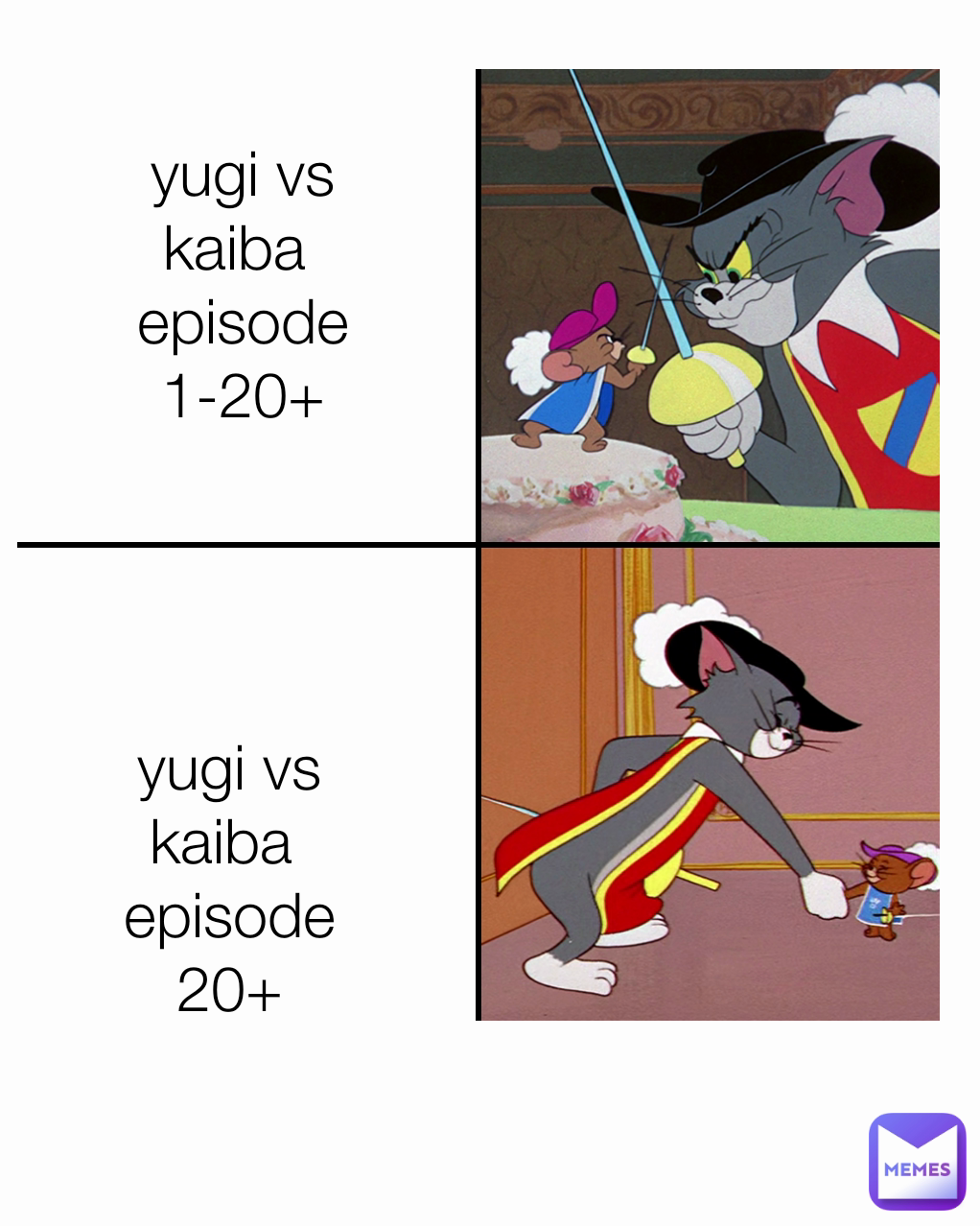 yugi vs kaiba 
episode 1-20+ yugi vs kaiba 
episode 20+ Type Text